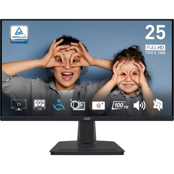 MSI PRO MP251 245 Inch Full HD Office Monitor - 1920 x 1080 IPS Panel 100 Hz Eye-Friendly Screen Built-in Speakers Tilt-Adjustable HDMI 14b D-Sub (VGA)