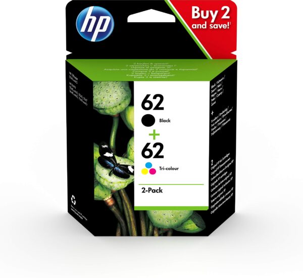 HP N9J71AE 62 Original Ink Cartridges Black and Tri-color Multipack 2 Count (Pack of 1)