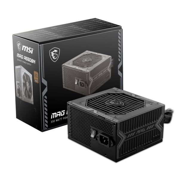 MSI MAG A550BN Power Supply EU Plug - 550 W 80 Plus Bronze Certified ATX 12 V Single Rail DC/DC Voltage Converter Design 120 mm Fan