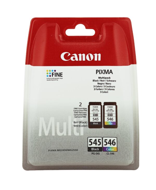 Canon PG-545 + CL-546 BK/C/M/Y Genuine Ink Cartridge Plastic Multipack - PIXMA Printer Compatible